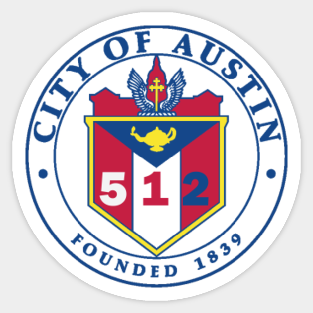 City of Austin Seal with 512 Area Code 512 Sticker TeePublic